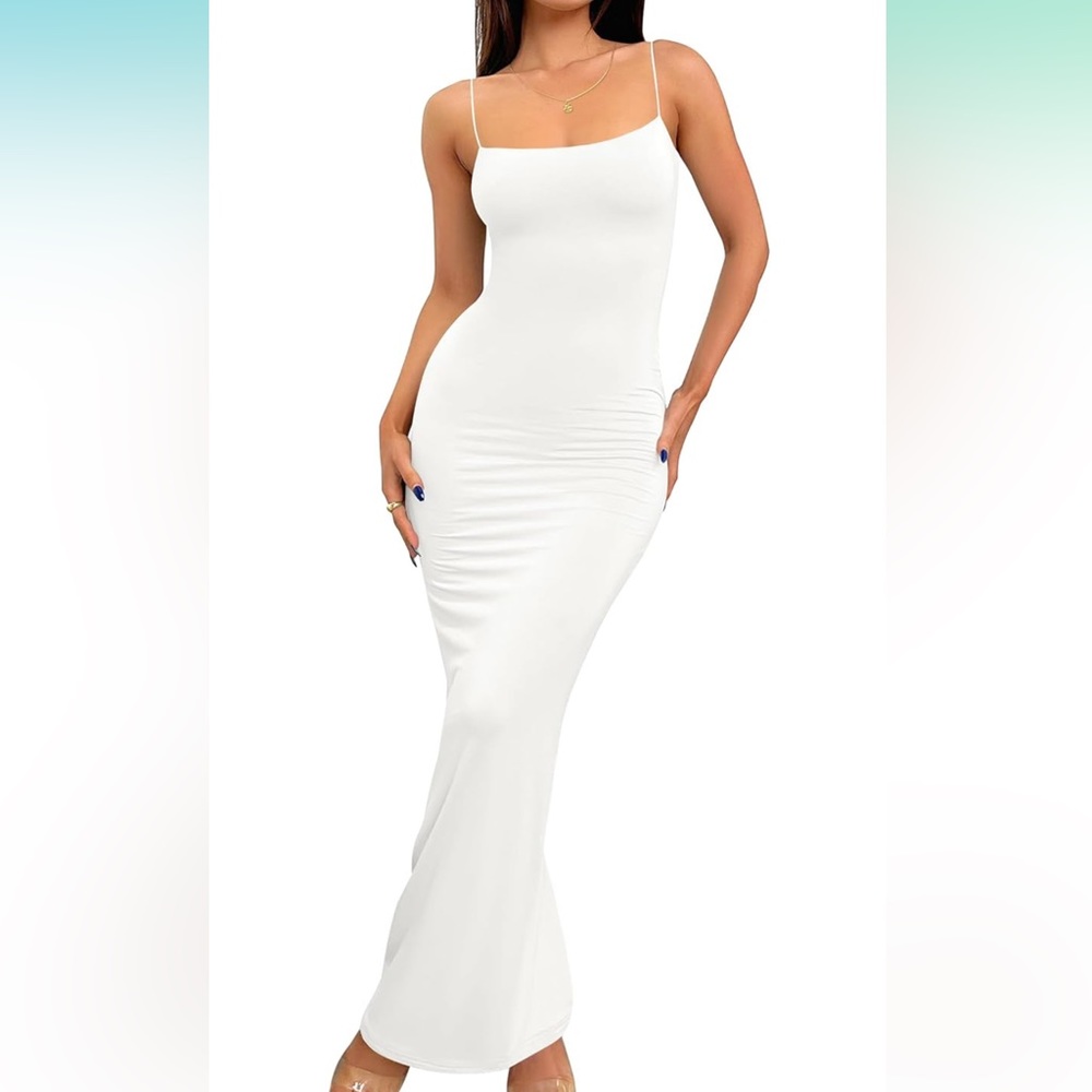 NWT White Maxi Dress with Straps Size S